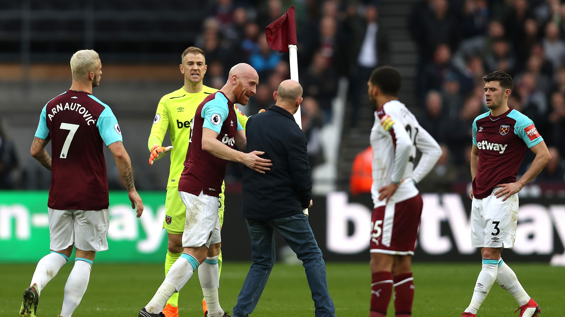 James Collins fan on pitch