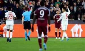Aaron Cresswell red card verses Lyon
