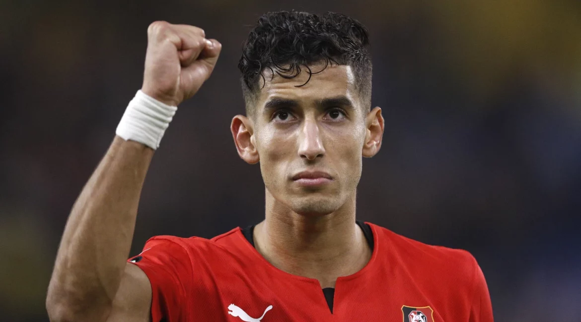 Nayef Aguerd playing for Morocco
